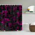 Rideau de douche cubes 3D sombres reflets néon coloris rose fuchsia