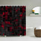 Rideau de douche cubes 3D sombres reflets néon coloris rouge