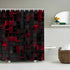 Rideau de douche cubes 3D sombres reflets néon coloris rouge