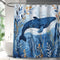 Rideau de douche motif baleine bleue et algues dans une salle de bain