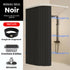 Rideau de douche pliable noir avec sangle de rangement, crochets à billes et aimants
