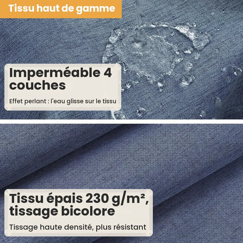 Tissu effet lin bleu marine épais 230 g/m² avec revêtement imperméable 4 couches