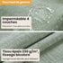 Tissu effet lin vert sauge épais 230 g/m² avec revêtement imperméable 4 couches